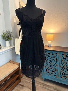 Black Lace Slip Dress - Elegant Women's Dress